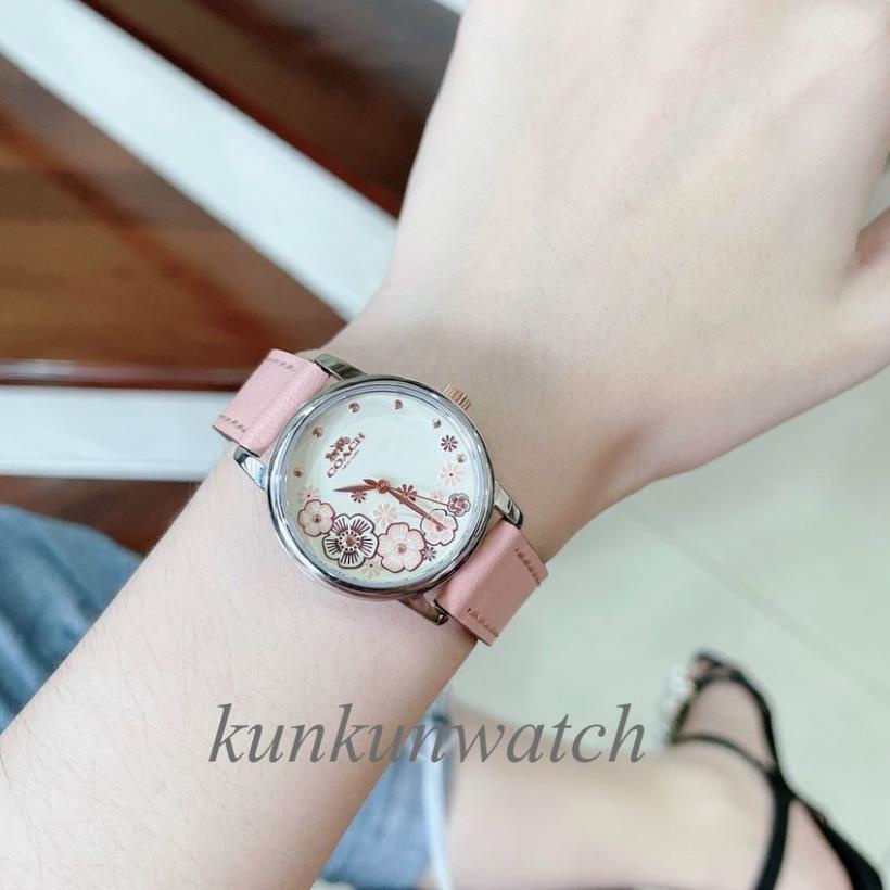 Đồng Hồ Nữ Coach 14503060 Dây Da Hồng Vỏ Bạc - 28mm