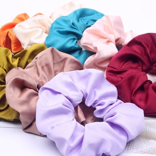 [ Size Vừa ] Scrunchies Dây Cột Tóc Trơn Vải Lụa Mềm Mịn