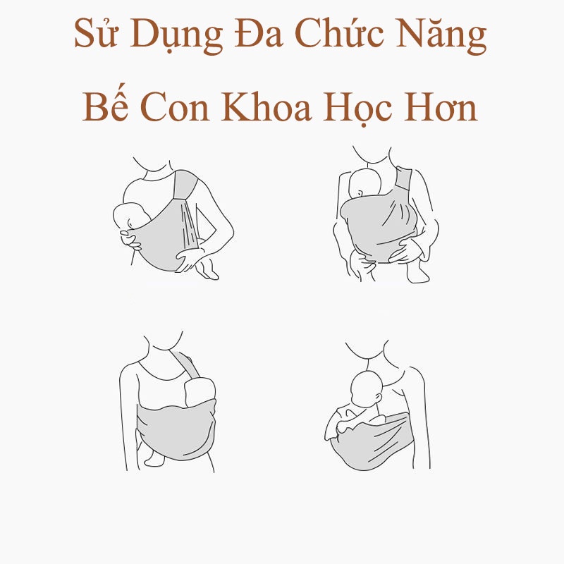 Địu Em Bé, Khăn Choàng Cho Bé 0-36 Tháng Tuổi, Đa Năng, An Toàn, Tiện Lợi Tặng Túi Rút Gấp Gọn