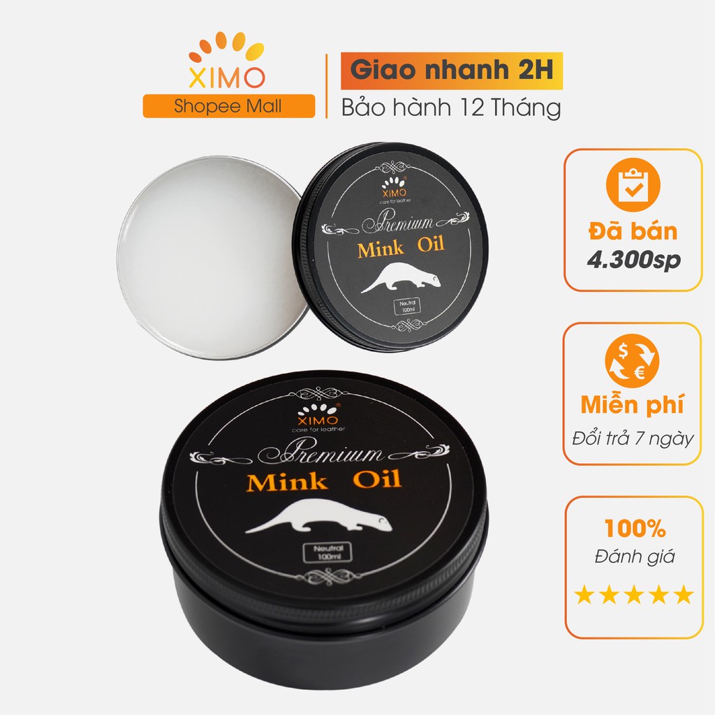 Mink oil mỡ chồn 100ml XIMO chuyên bảo dưỡng chăm sóc đồ da, phục hồi làm mới giày da, túi ví, áo da, ghế sofa XXI01 - H