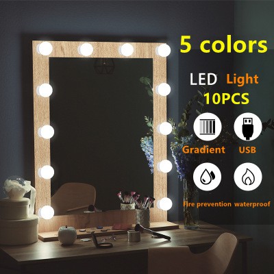 Set 10 bóng đèn LED chiếu sáng gương trang điểm có 5 màu điều chỉnh