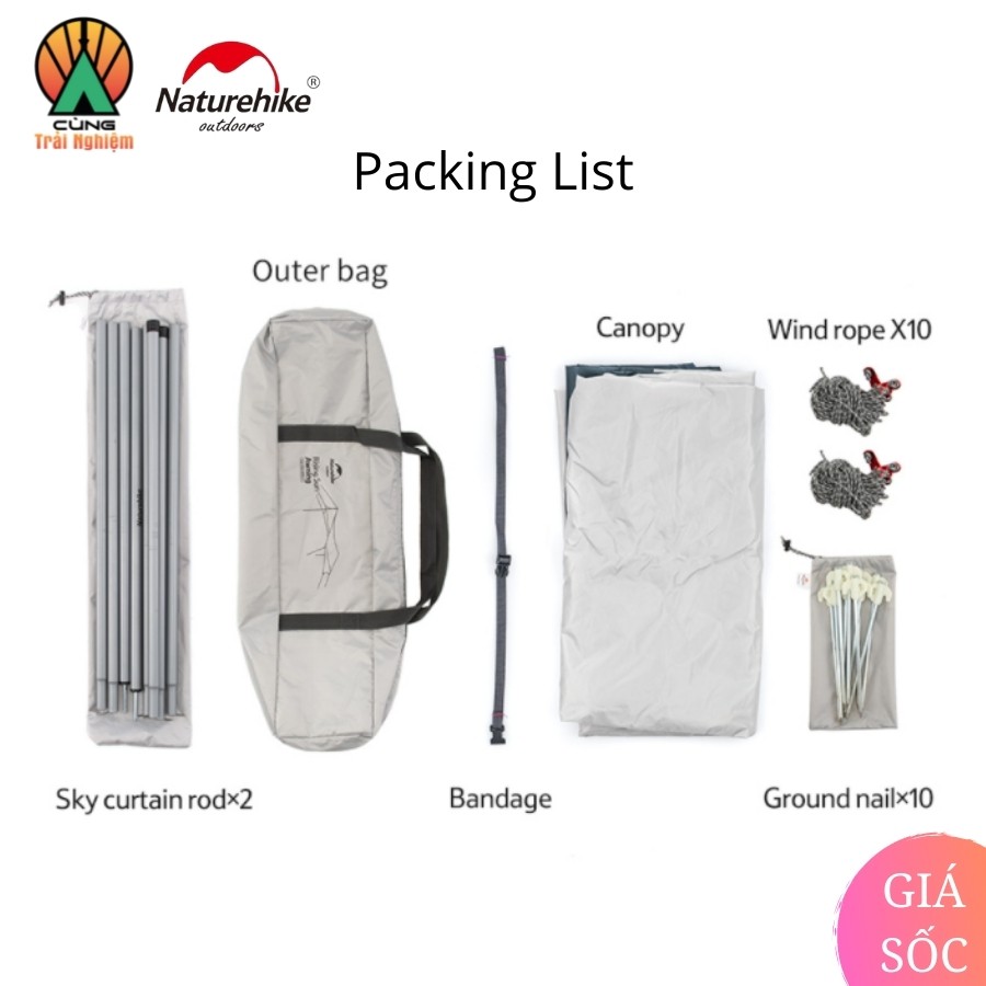 [CHÍNH HÃNG] Tấm Tăng Dã Ngoại Gấp Gọn Naturehike NH16T013-S Khung Hợp Kim Sắt Capony Chắc Chắn