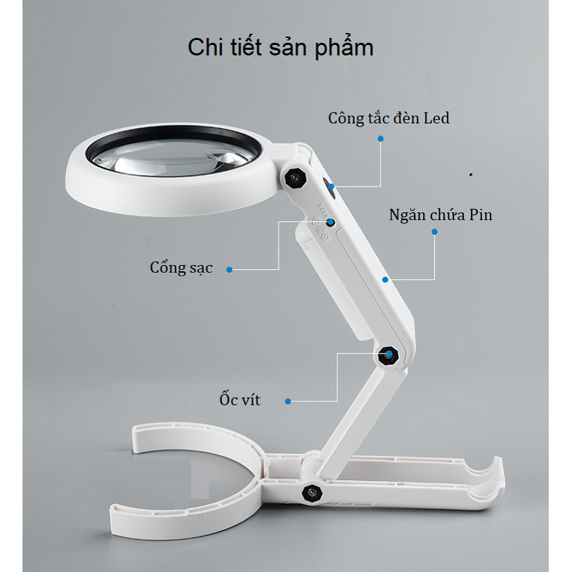 Kính lúp có đèn vừa cầm tay vừa để bàn 55mm FS55RC