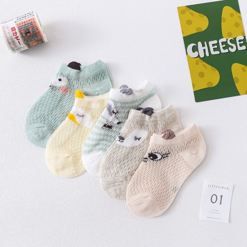 Set 5 đôi tất cho bé từ 0-1 tuổi, COTTON thoáng khí, mềm êm, thiết kế ngộ nghĩnh dễ thương phong cách HOT