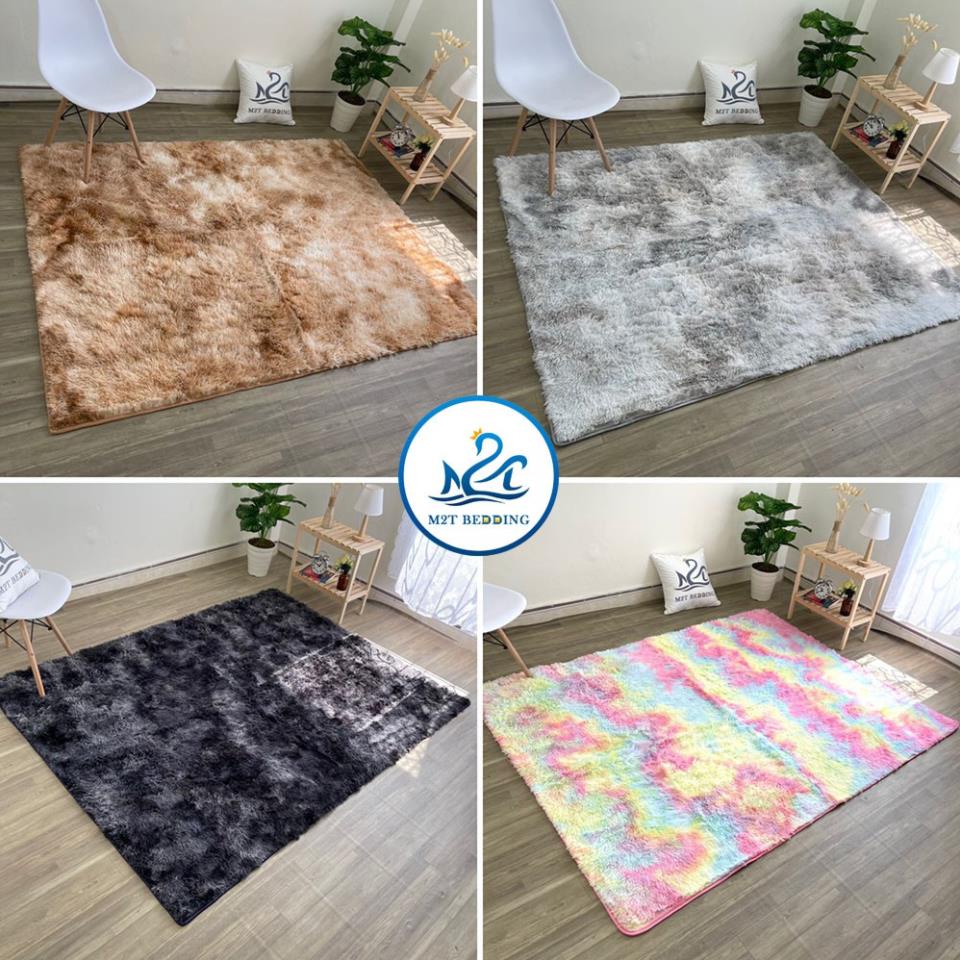 Thảm lông trải sàn M2M Home mềm mượt thảm màu loang decor trang trí phòng đủ size