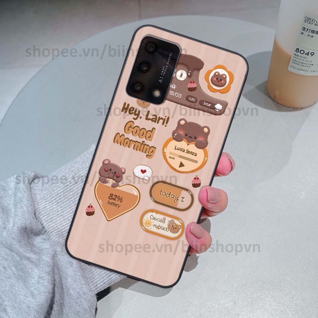 Ốp Oppo A74 / A94 / A95 in 3D icon gấu nổi siêu xinh, siêu đáng yêu, cá tính phong cách