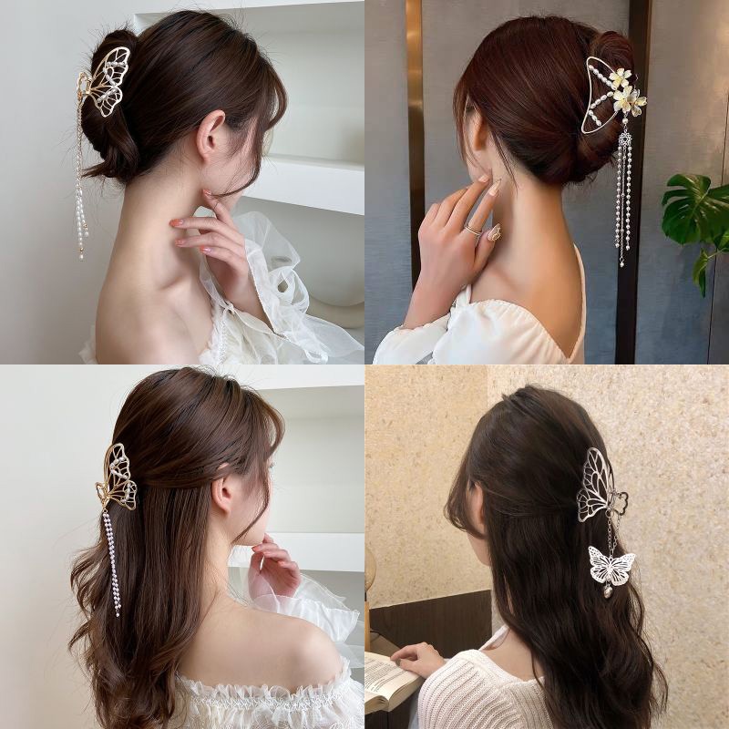 Kẹp Tóc Hình Nơ Đính Ngọc Trai Thời Trang Hàn Quốc Mới