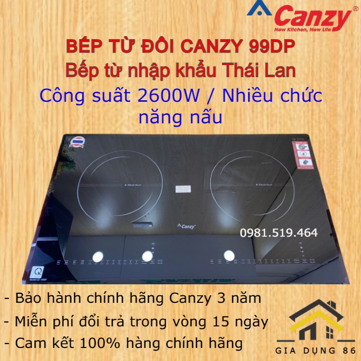 Bếp từ đôi Canzy 99DP / Bếp nhập khẩu thái lan / Biền tần inverter siêu tiết kiệm điên / Bảo hành 3 năm chính hãng