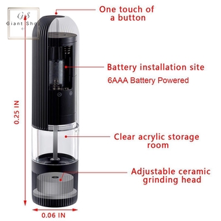 Kitchen Electric Pepper Grinder Battery Powered Salt or Pepper Automatic Grinder with LED Light