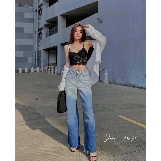 (Chuyên sỉ) Quần jean nữ ống rộng màu xanh loang hot girl chuẩn shop H.N.M STORE