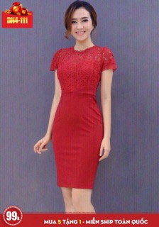 Đầm body phối ren