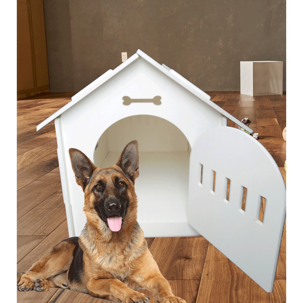 HCM– Nhà cho chó mèo ở (2 loại gỗ và nhựa) chuồng chó cao cấp mái nhọn