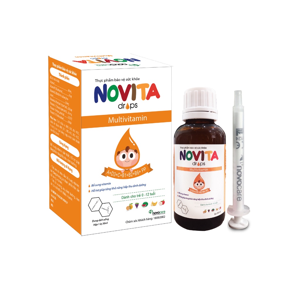 Novita drop bổ sung vitamin thiết yếu dạng nhỏ giọt cho trẻ - thích hợp cho trẻ từ 0 tháng đến 12 tuổi