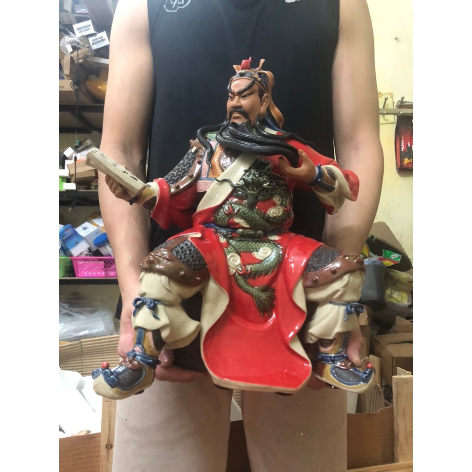 Tượng Quan công ngồi đọc sách có kèm đao- Tượng Quan Thánh Đế Quân