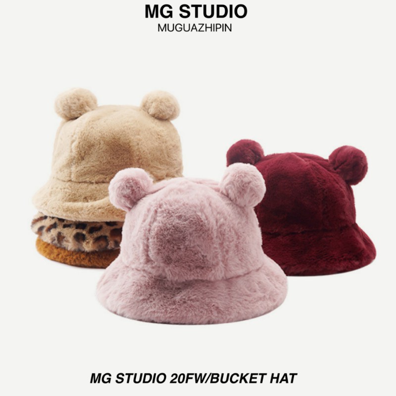 Mũ xô MG STUDIO có lỗ tai thêu họa tiết da báo nhồi bông độc đáo