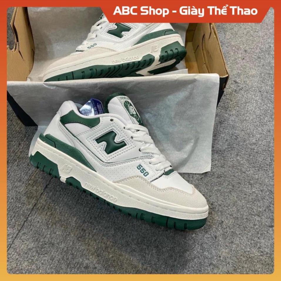 Giày thể thao sneaker nb 550 Trắng xanh lá, Giầy Newbalance 550 trắng N xanh Hot trend