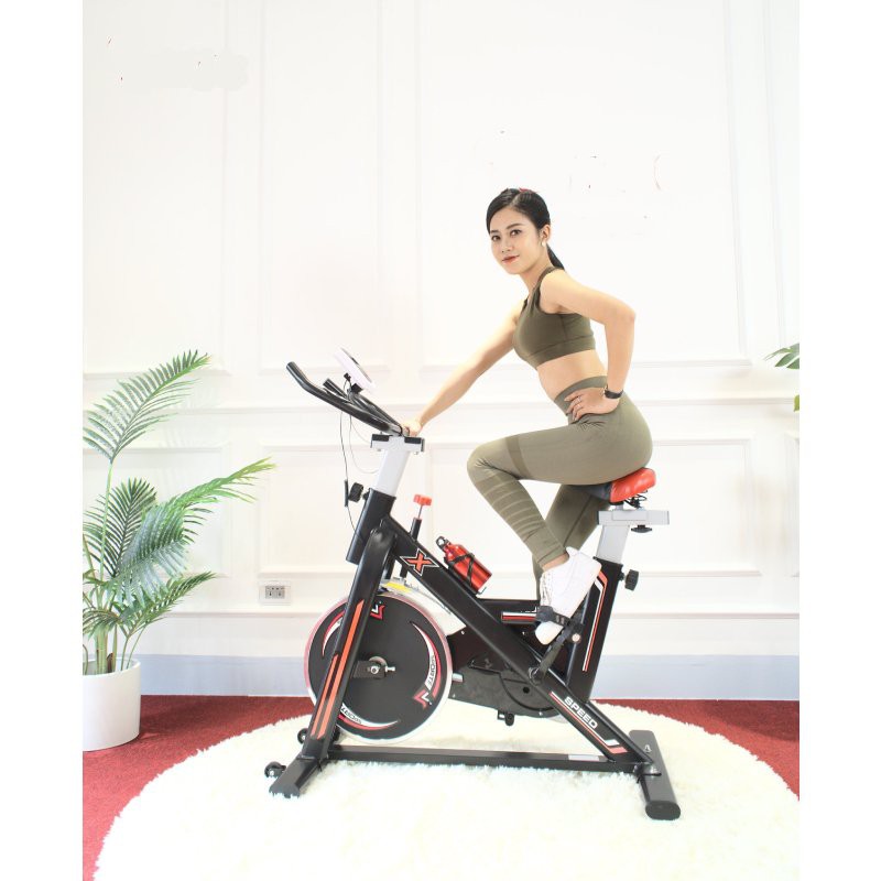 Xe đạp tập thể dục thể thao gym tại nhà Tôshikô X8 tặng má phanh dự phòng + đồng hồ nhịp tim + bình nước, Bảo hành 3 năm