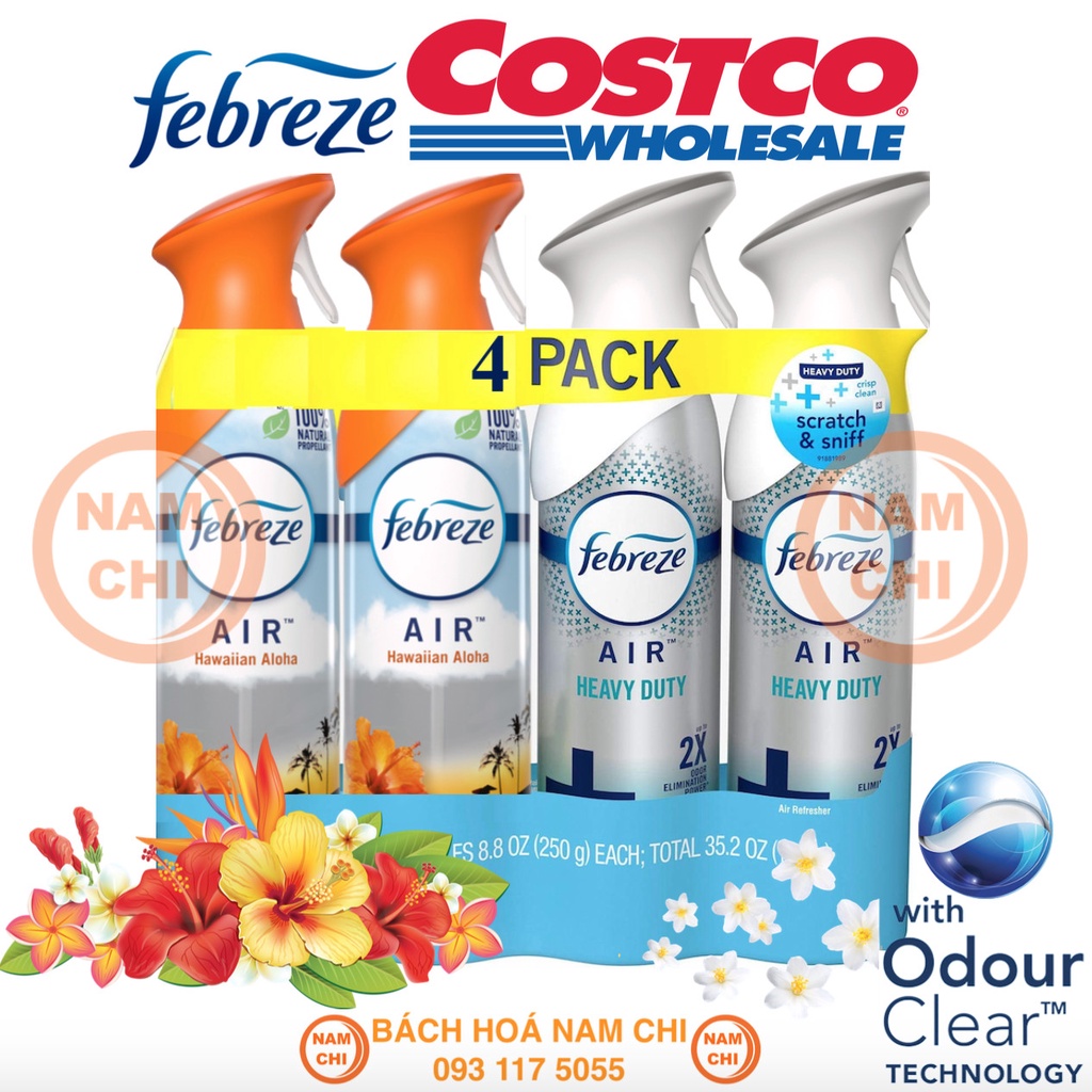 [SET 2 MÙI] Xịt Thơm Phòng FEBREZE 250g (2 HAWAIIAN ALOHA 2 HEAVY DUTY)