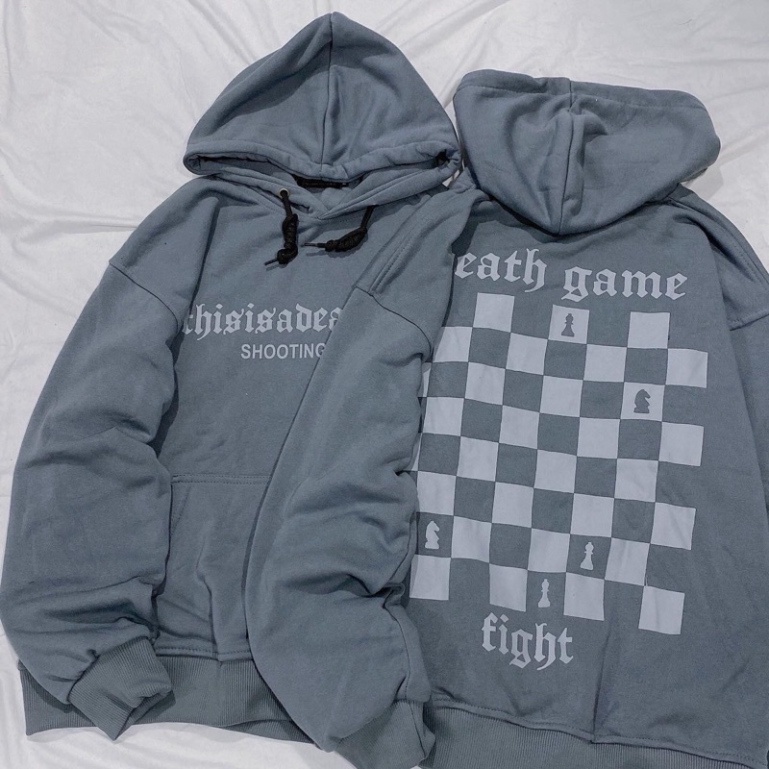 Áo Khoác Hoodie Nỉ Bông BÀN CỜ màu TRẮNG/ĐEN 🏁 Nam nữ unisex/Áo hoodie có mũ form rộng 🖤 ZADOLA