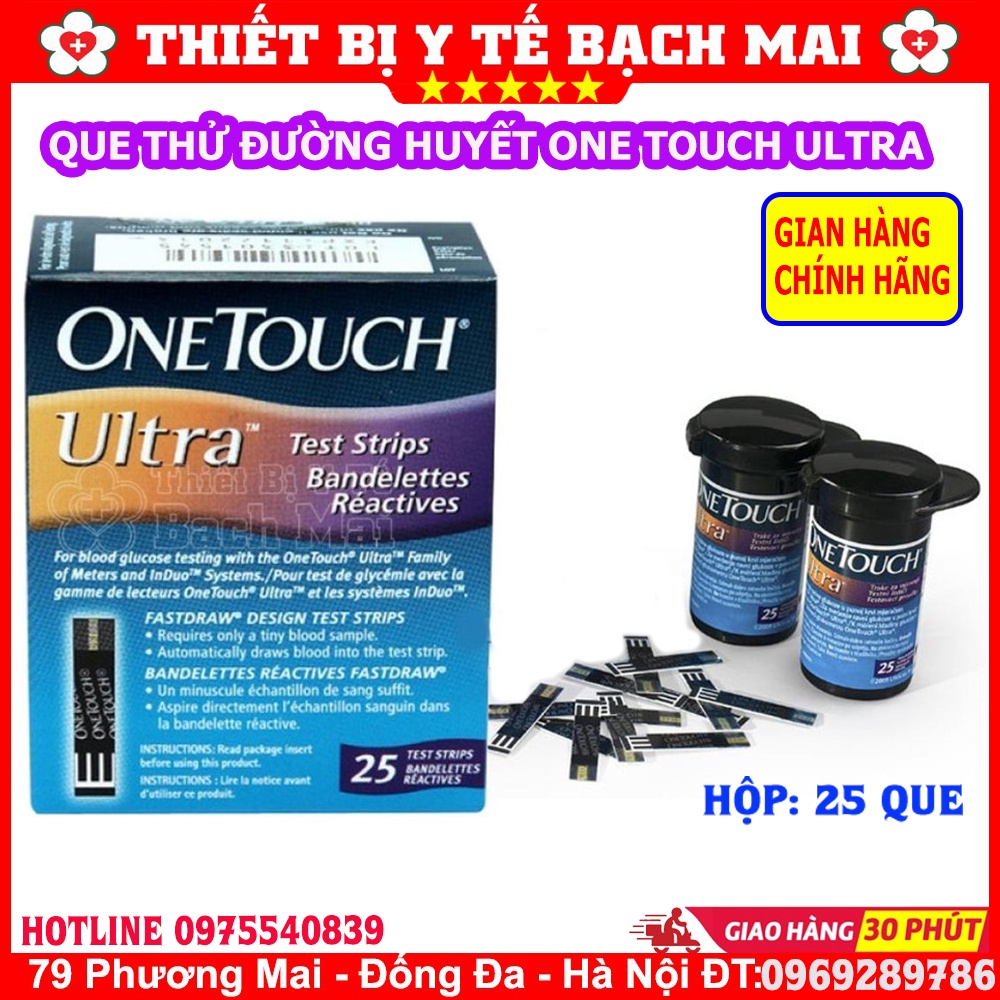 Que Thử Đường Huyết Onetouch Ultra Hộp 25 que