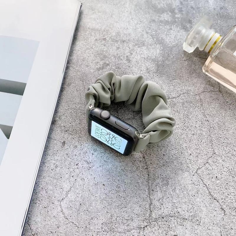 Dây Thun Buộc Tóc Co Giãn Màu Trơn Dễ Thương Cho Đồng Hồ Apple Watch 45mm 44mm 40mm 38mm 42mm 41mm Series 7 6 5 4 3