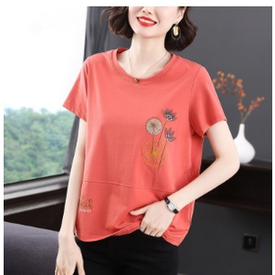 Áo Thun Tay Ngắn In Họa Tiết Phong Cách Phương Tây Thời Trang Mùa Hè Cho Phụ Nữ Trung Niên