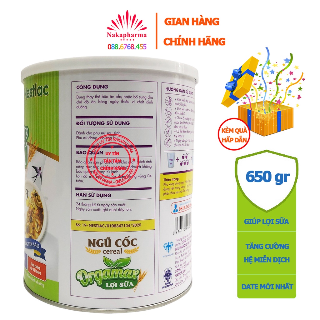 Ngũ Cốc Cereal Orgamax Lợi Sữa 650g - Dành cho phụ nữ sau sinh, phụ nữ đang cho con bú