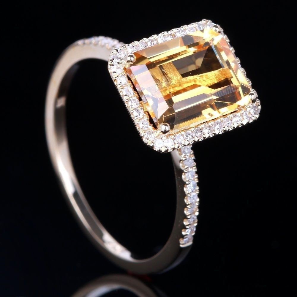 Thời Trang Fashion Women Jewelry Citrine Wedding Jewelry Ring Gift Size 6-10