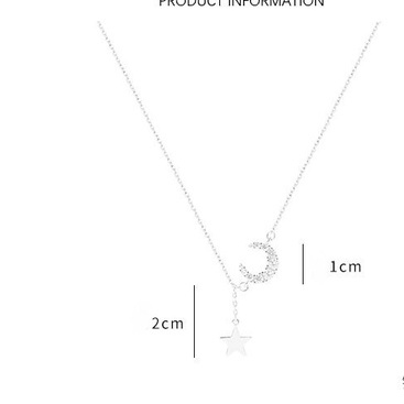 Dây chuyền bạc ý 925 ngôi sao mặt trăng vòng cổ nữ