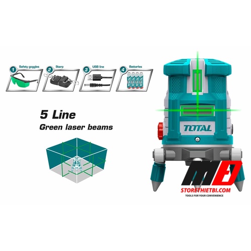 TLL305205 20m Máy cân mực 5 tia laser màu xanh Total