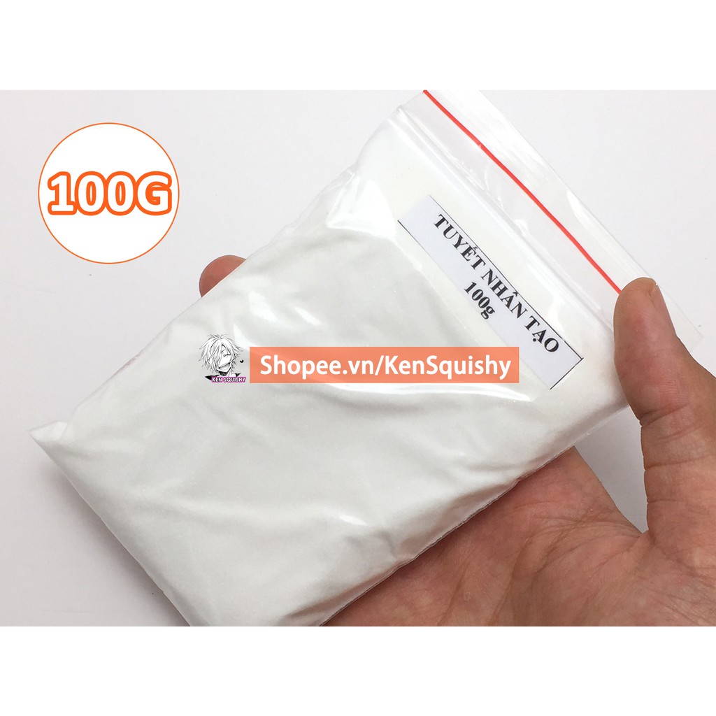 Tuyết Nhân Tạo Loại 100Gram Đóng Gói Túi Zip Nguyên Liệu Làm Slime Mây