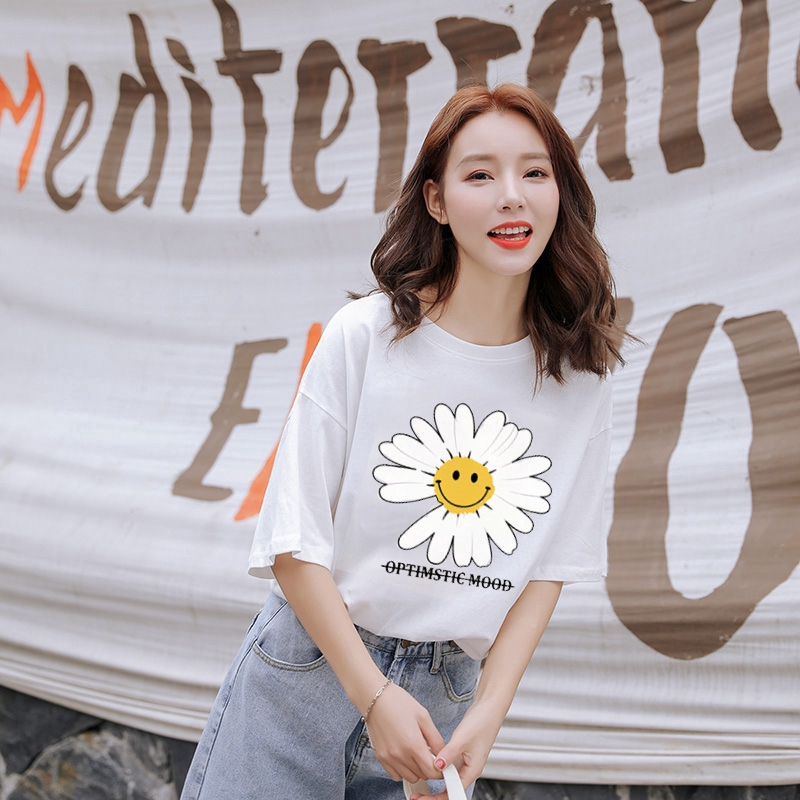 NRVP Áo thun tay ngắn dáng rộng in họa tiết thời trang 2020 dành cho nữ