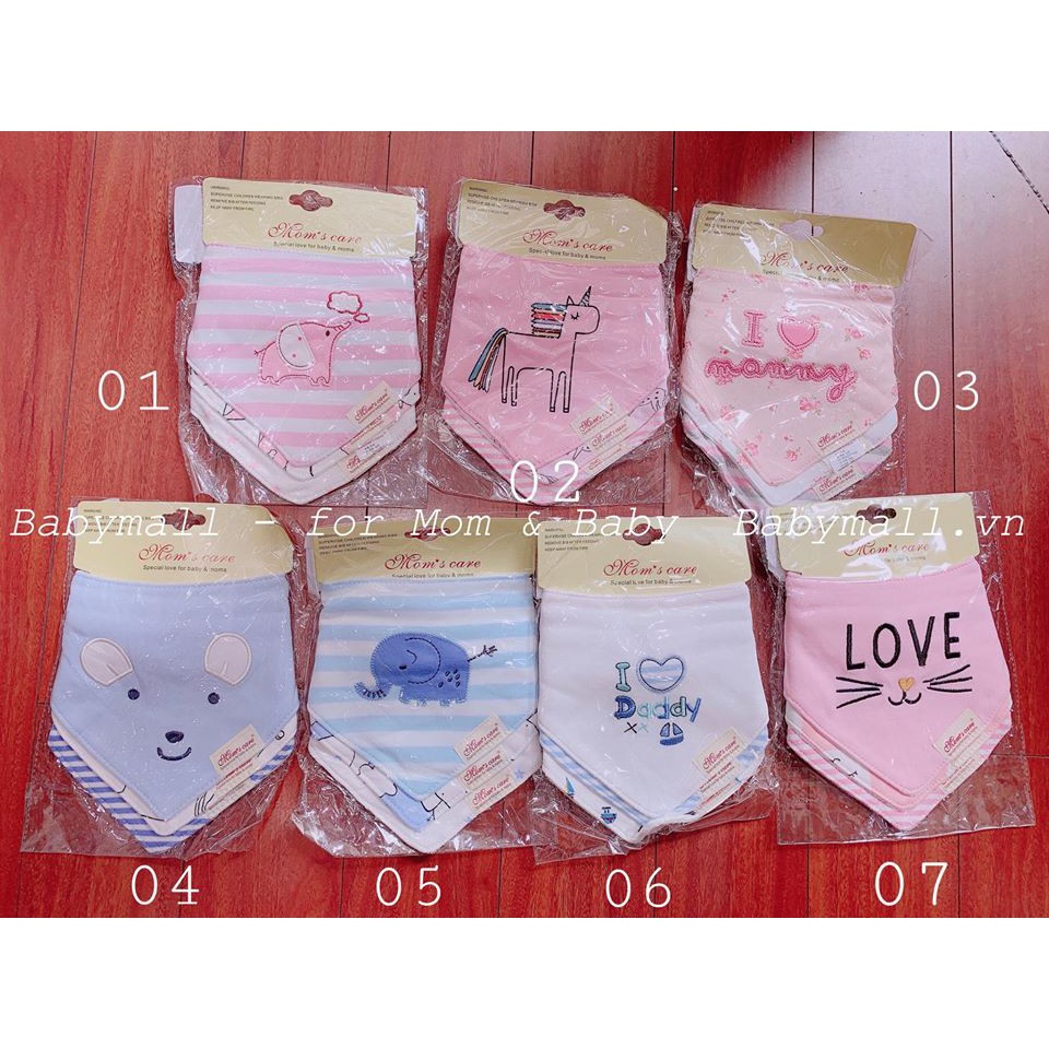 Set 3 yếm Momcare 2194 siêu xinh (ship ngẫu nhiên màu bé trai/bé gái)