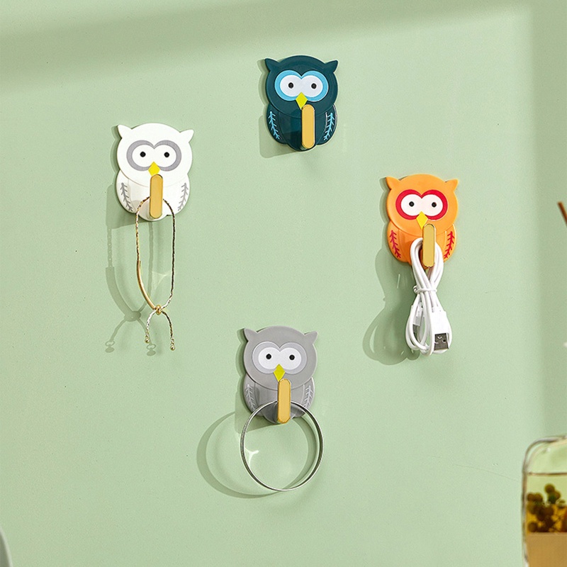Set 4 Móc Treo Đồ Gắn Tường Hình Chim Cú Hoạt Hình