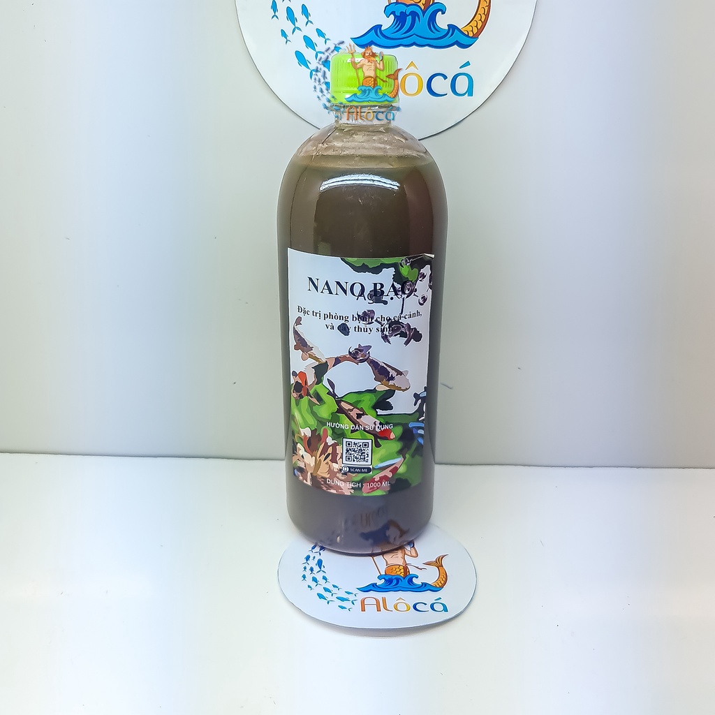NANO BẠC phòng và t'rị h'oại t'ử cơ, trắng đuôi, đốm đuôi, nấm mang, t'hối vây cho cá cảnh chai 1000ml