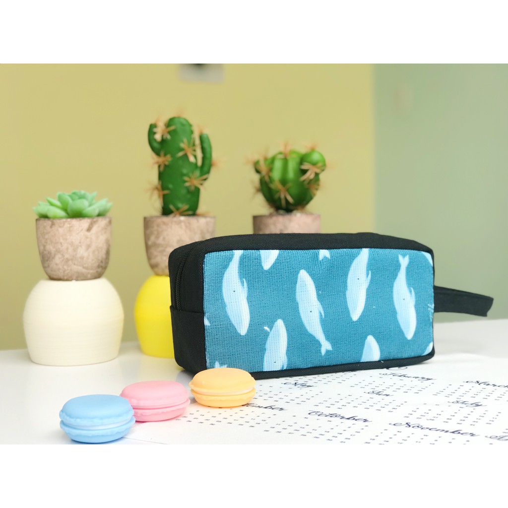 Bóp Viết Vải Canvas Cá Voi Xanh
