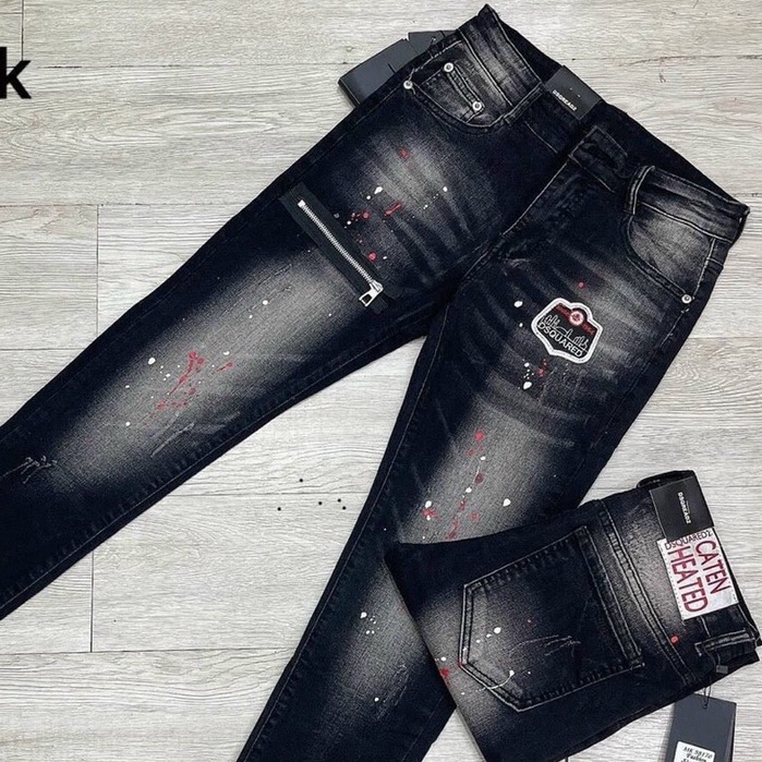 quần jean nam kiểu ống côn màu đen, Quần bò nam chất vải denim cao cấp co dãn trẻ trung, Quần dài nam T-FASHION 24H M45