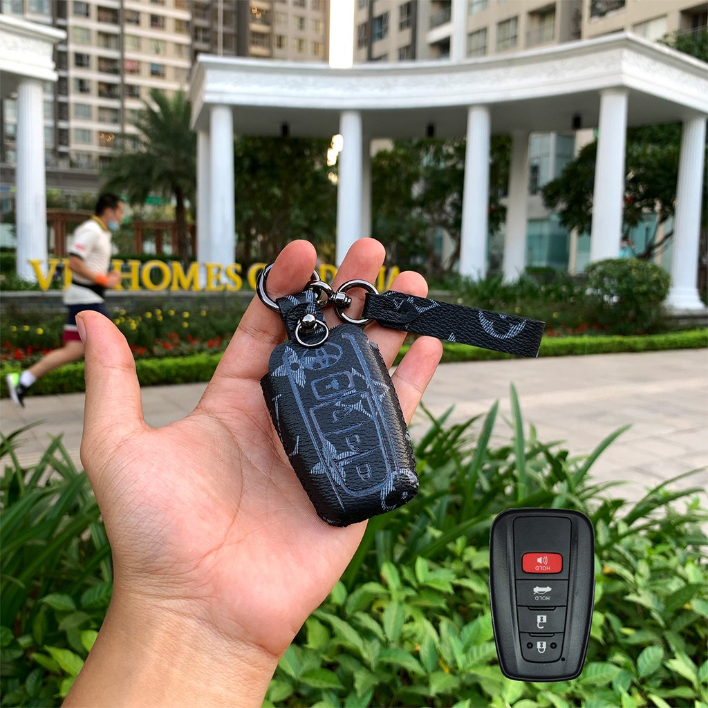 Đựng smartkey Toyota Corolla Cross Camry handmade da thật khâu tay TCRV AD có tay cầm