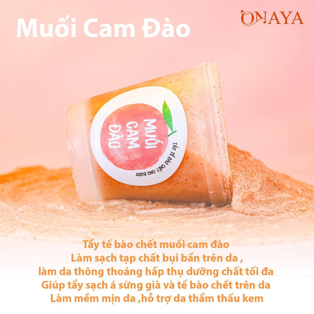 Muối cam đào onaya tẩy da chết onaya tq group tập đoàn hoàng thị hàng chính hãng