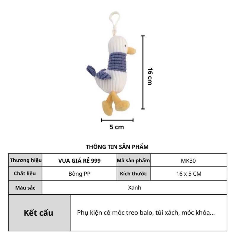 Móc khóa gấu bông hình vịt bông treo balo túi xách móc khoá đẹp siêu dễ thương