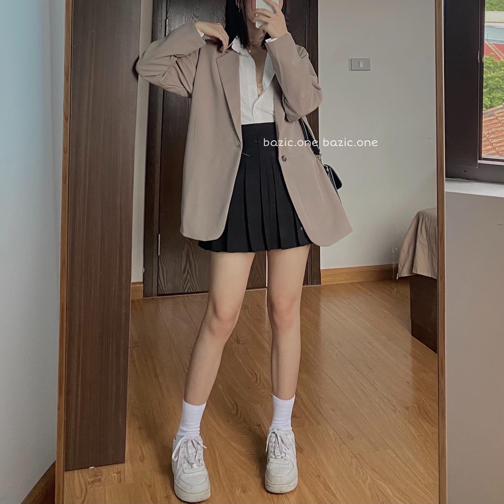 Áo khoác kiểu nữ A.261, Áo blazer dài tay cổ vest 1 cúc phong cách retro cực xinh