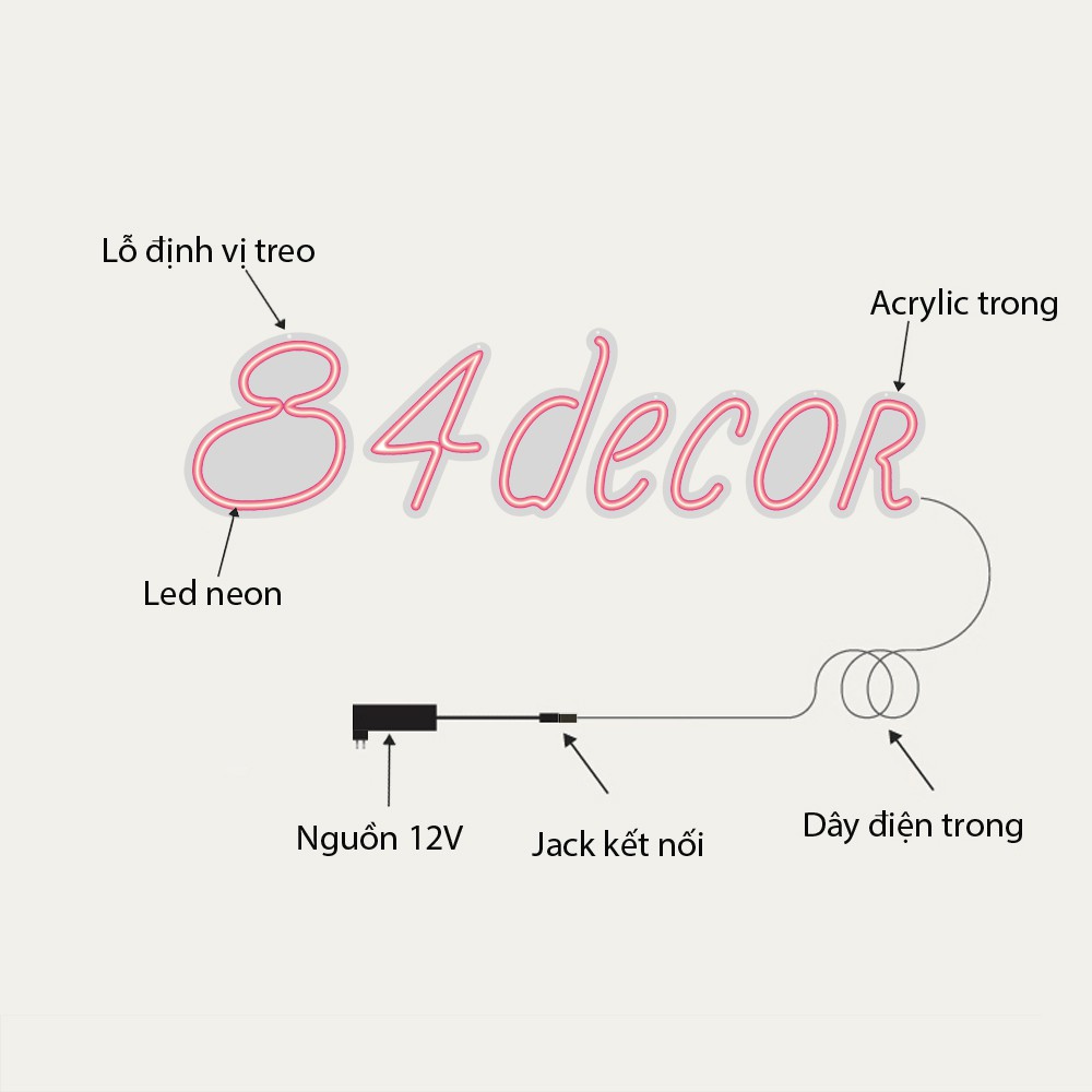 Đèn Led Neon Chữ Cái Theo Tên Tùy Chọn | Led Neon Chữ | 84NS