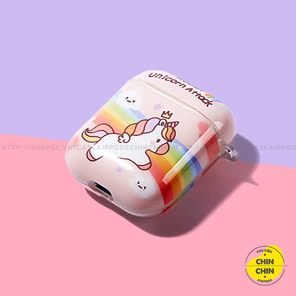 Set Case Vỏ Bao Airpod1 2 Pro Unicorn Bằng Nhựa Dèo TPU Chống Bám Bụi Kèm Móc Khóa Cực Cute - Chin Chin Shop