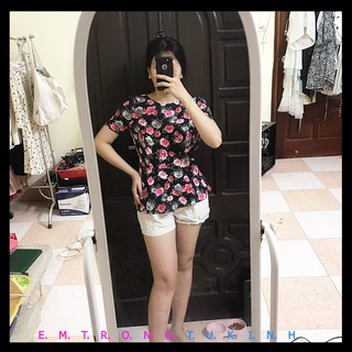 Áo thun pelum hiệu H&M Hoa văn Size S