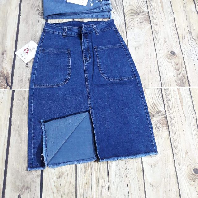 MẪU MỚI RA_ CHÂN VÁY JEAN chữ A dáng dài qua gối, ảnh thật 100% | BigBuy360 - bigbuy360.vn