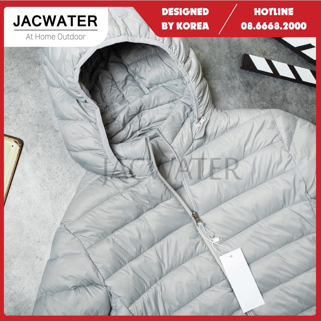 Áo phao nam siêu nhẹ chống nước, giữ nhiệt có mũ thời trang JACWATER V700