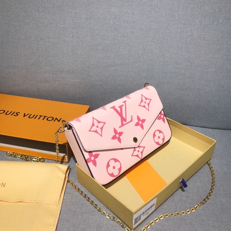 Túi ví đeo chéo LV Louis Vuitton màu hồng pastel họa tiết Monogram hiện đại cao cấp