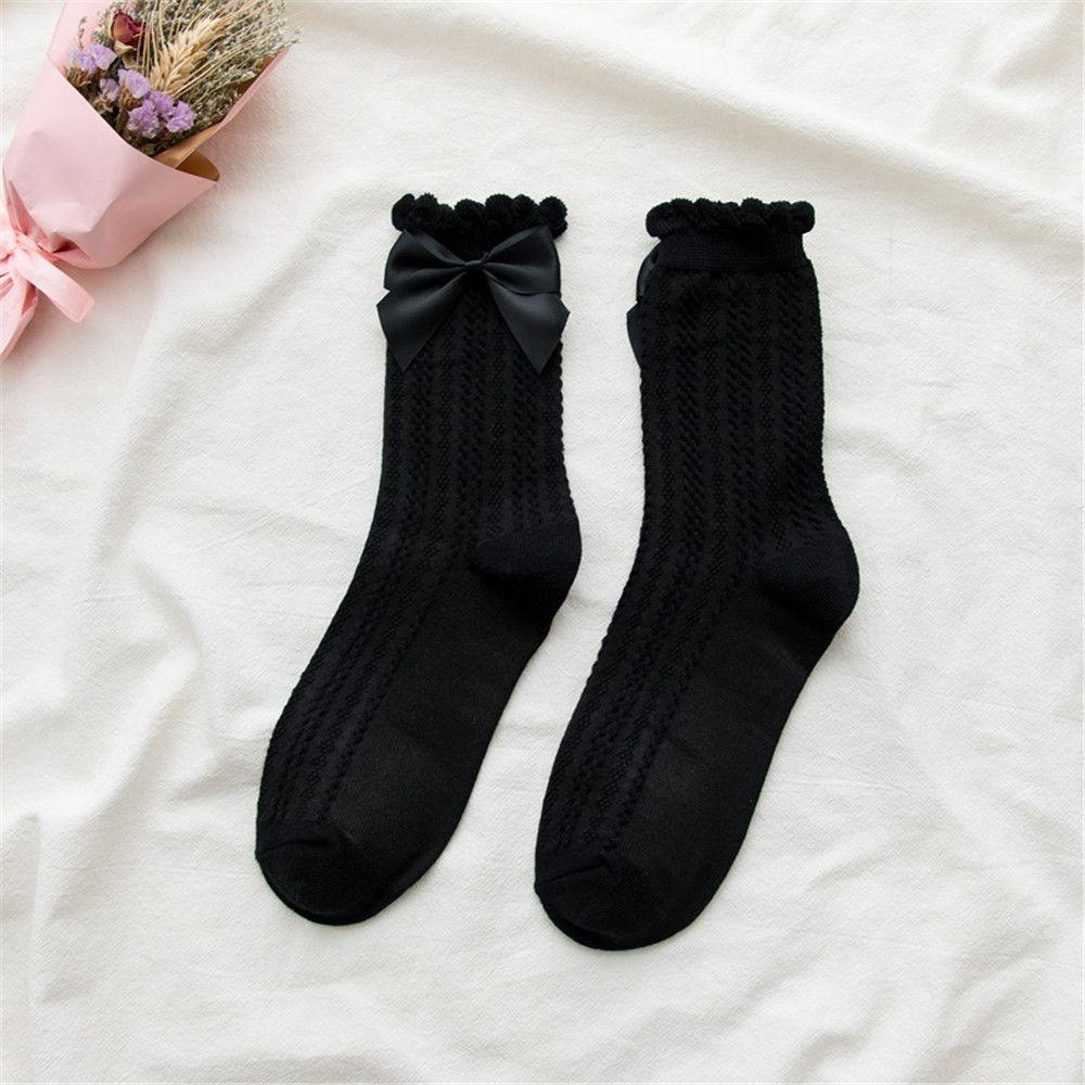 Vớ Vải Cotton Mềm Đính Nơ Lụa Kiểu Lolita Dễ Thương Cho Bé