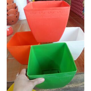 Tổng xả 10 chiếc chậu nhựa vuông cao cấp giá tốt rộng 20cm