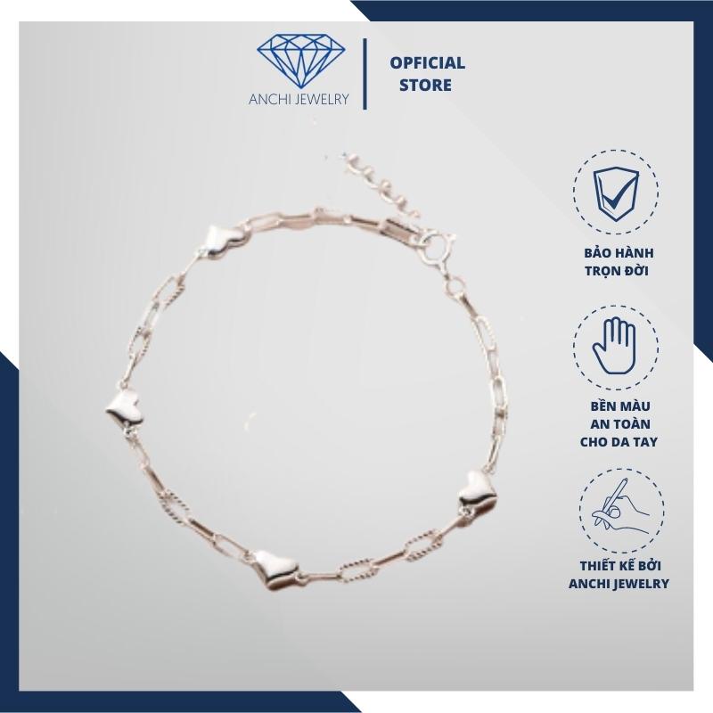 Lắc tay mắc xích trái tim / ngôi sao, bạc ý 925 cao cấp - Anchi jewelry